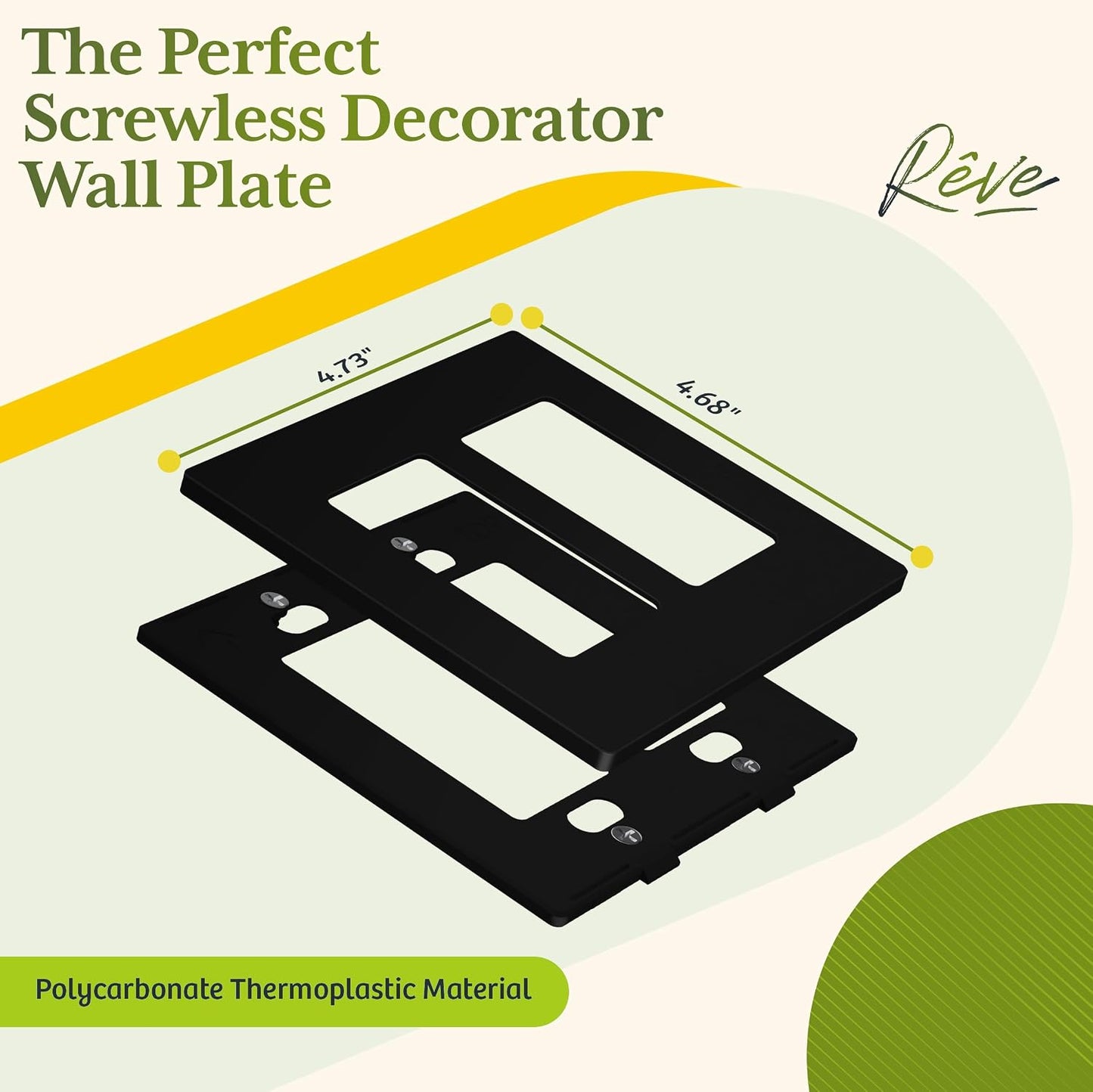 Placas decorativas pared seguras para niños 4.73pulg negro