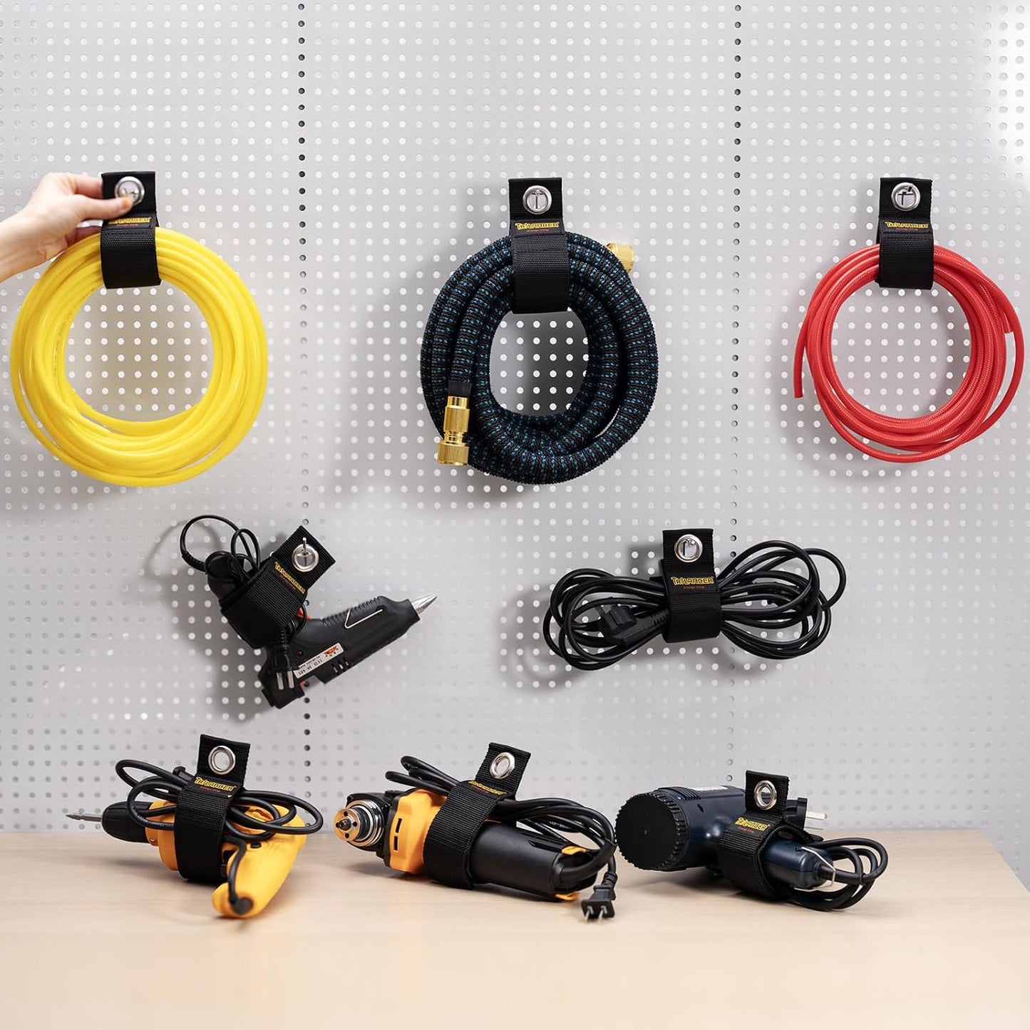 Organizador cables garaje 8uds correas resistentes