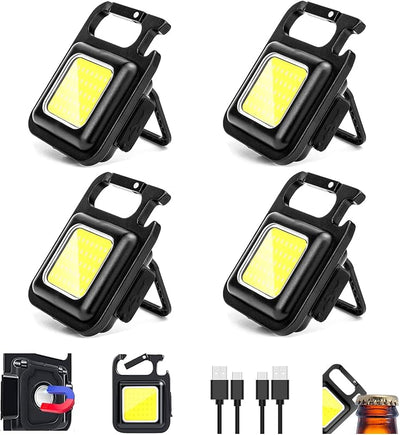 Linterna recargable con llavero 4uds luz led imán abrebotellas
