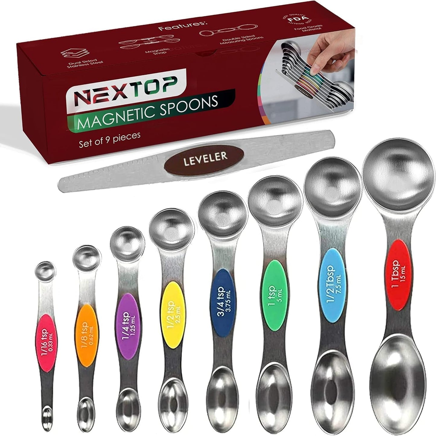 Set 9 cucharas medidoras acero inox apilables doble cara