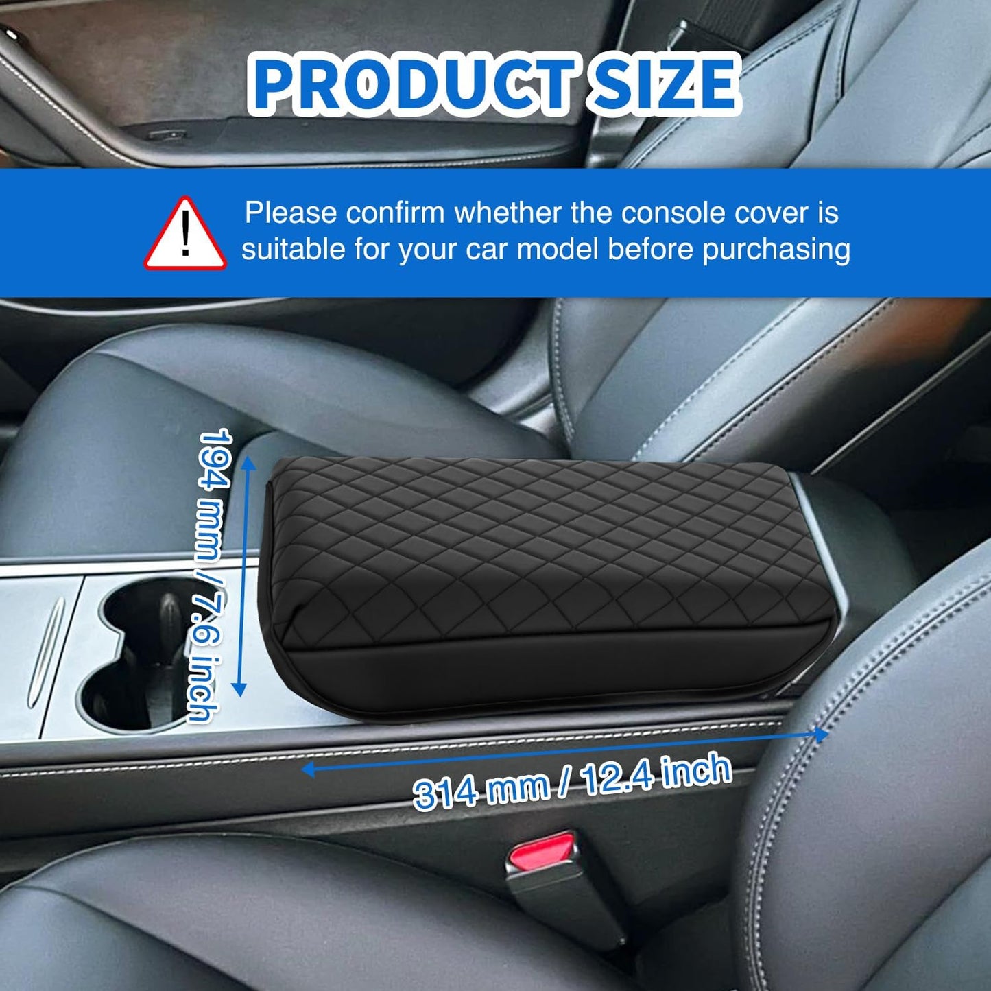 Funda consola central cojín cuero vegano Tesla Model 3 Y