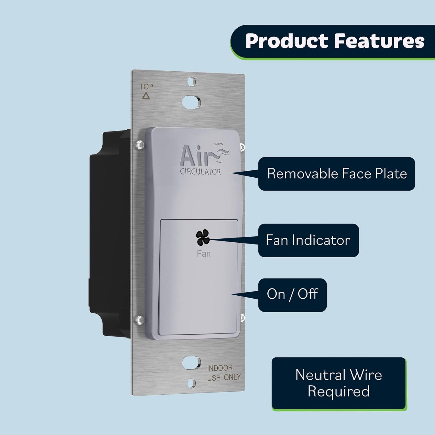 Interruptor temporizador para circulador aire con led 120vac