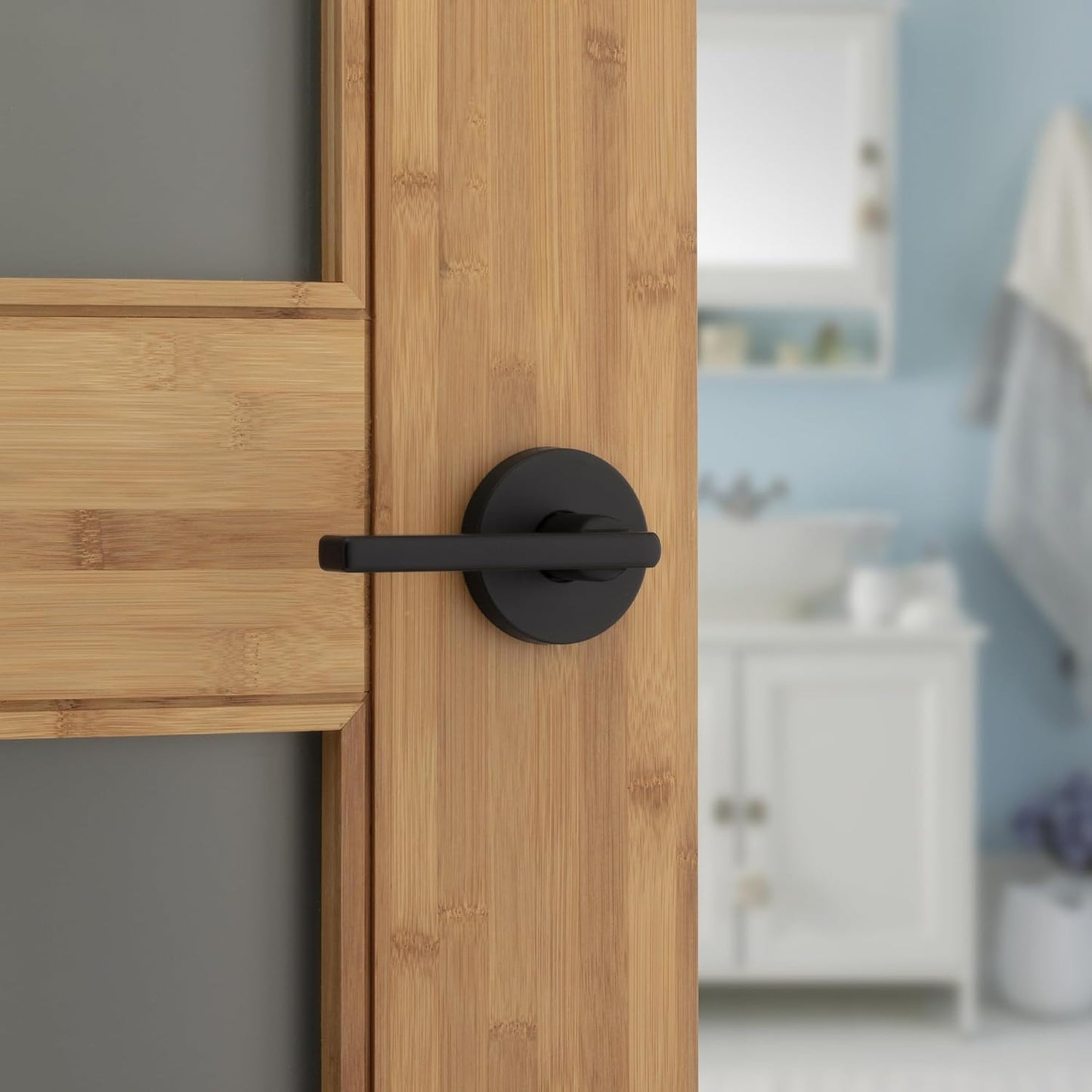 Manija puerta baño dormitorio negro mate bloqueo botón