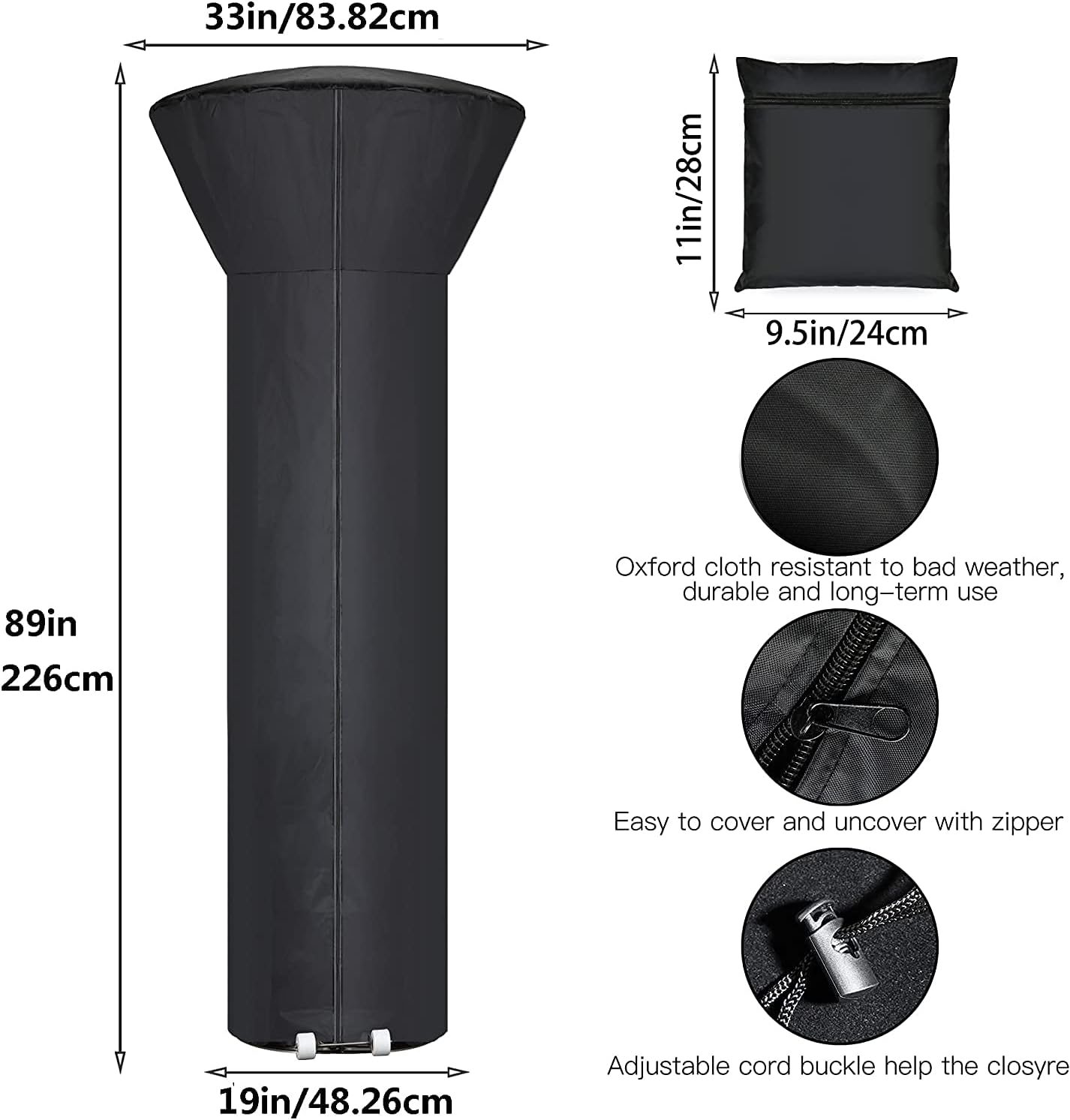 Cubierta calentador patio impermeable con bolsa