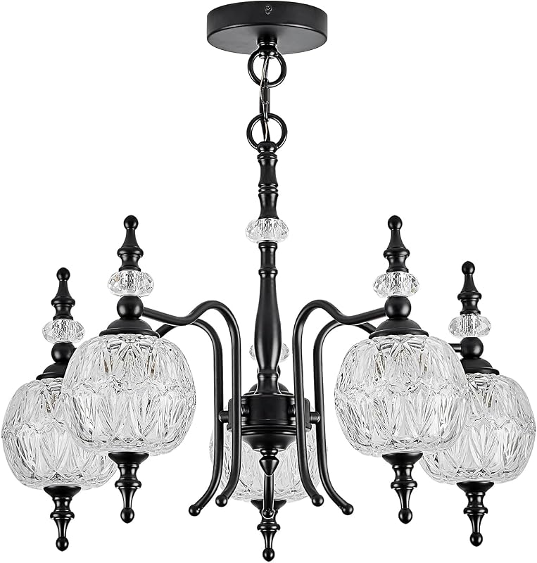 Candelabro moderno 5 luces negro para isla cocina