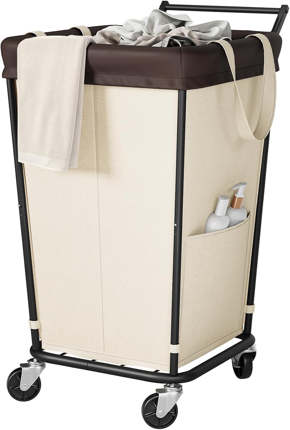 Cesto ropa 160L con ruedas 2 secciones beige