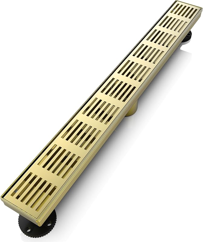 Drenaje ducha lineal 24pulg rectangular SUS304 oro cepillado