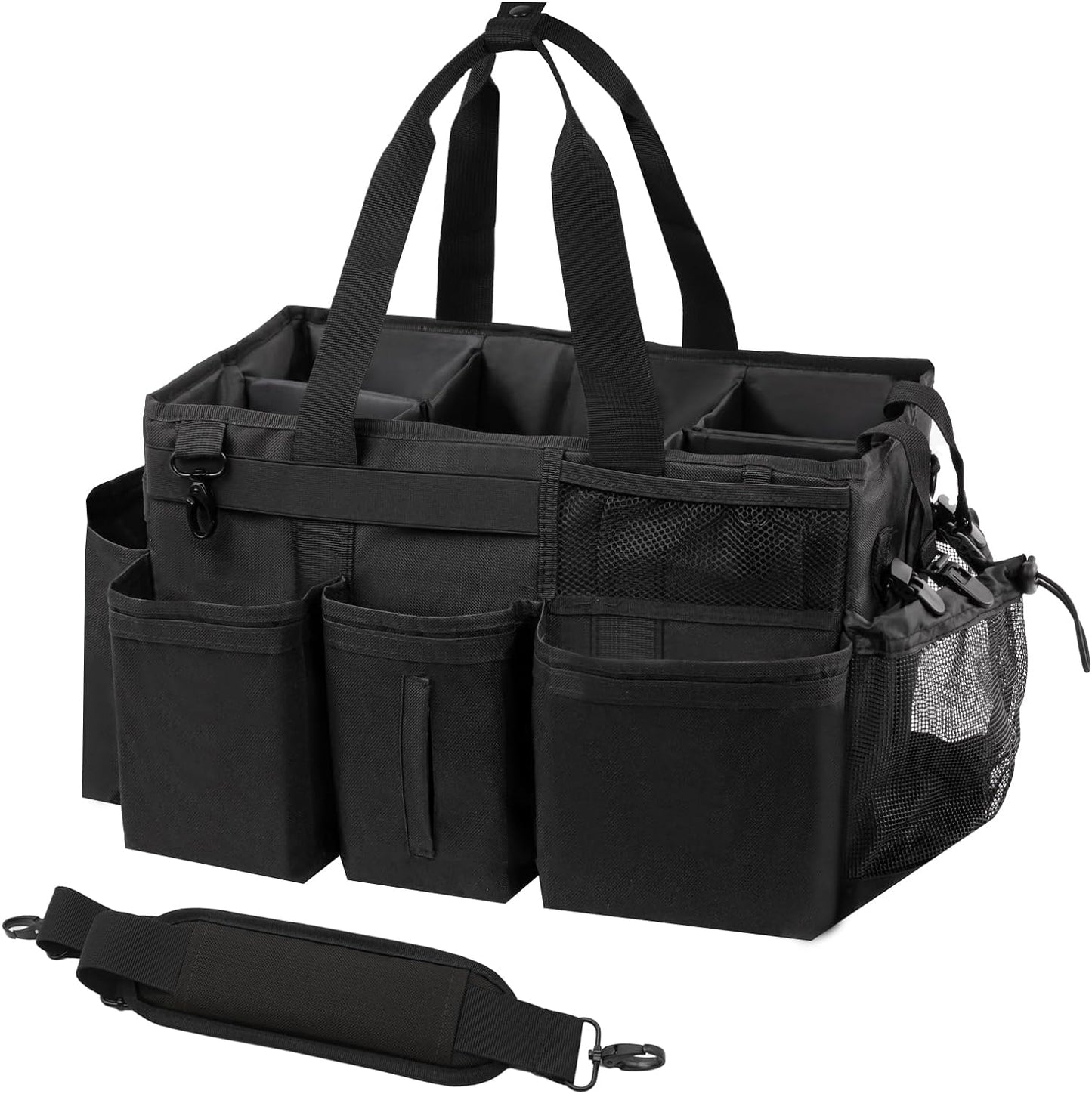 Carrito Organiz. Limpieza con Asa y Correas Negro