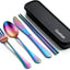 Set 5 Pzas Cubiertos Acero Inox Portátiles Reutilizables