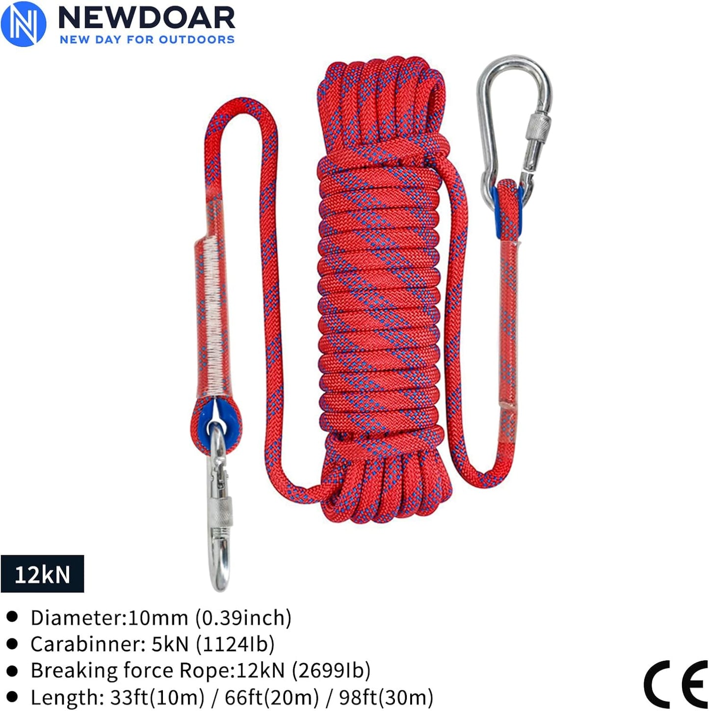 Cuerda escalada 8(5/16pulg) 10mm(3/8pulg) con ganchos acero