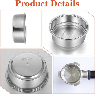 2 Filtros Acero Inox para Cafetera Espresso 2.008pulg