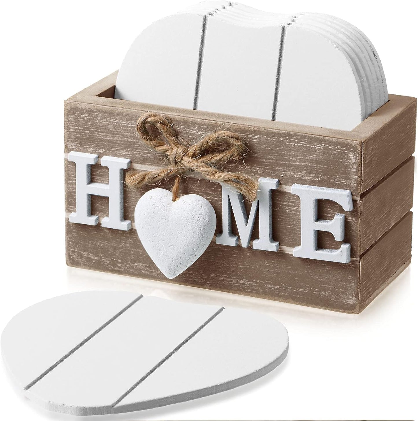 6 Pzas Posavasos Madera Corazón Soporte Decoración