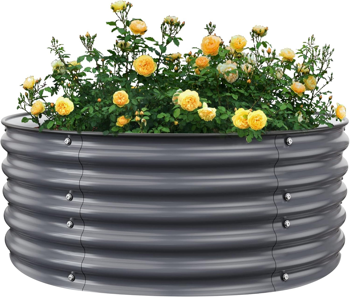 Jardinera elevada redonda 42x42x17pulg galvanizada gris oscuro