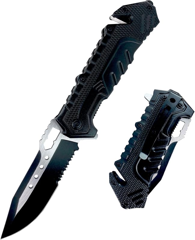 Cuchillo bolsillo 3en1 con rompedor vidrio y cortador cinturón