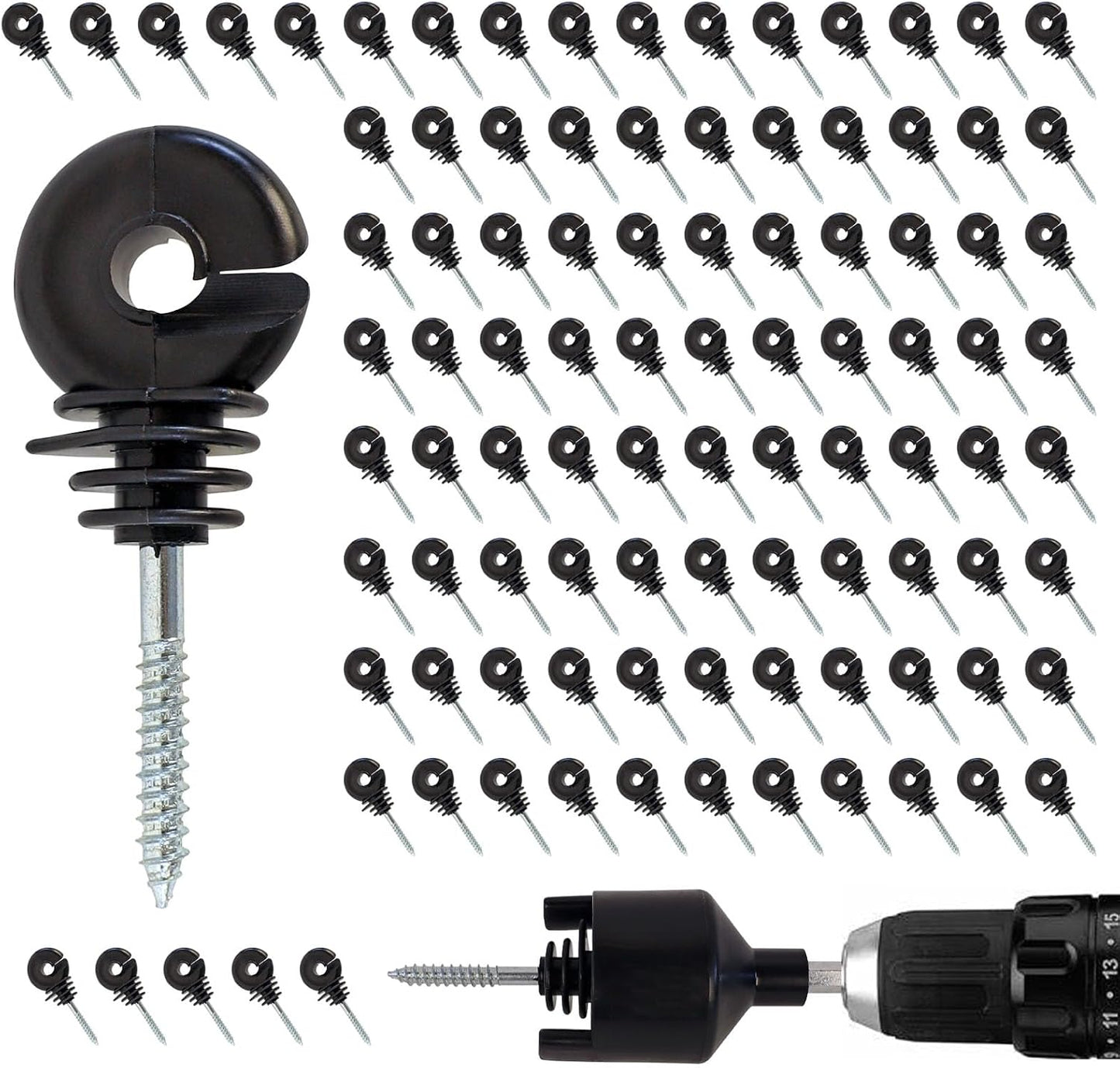 100 Aisladores Eléctricos Autorroscantes Negro