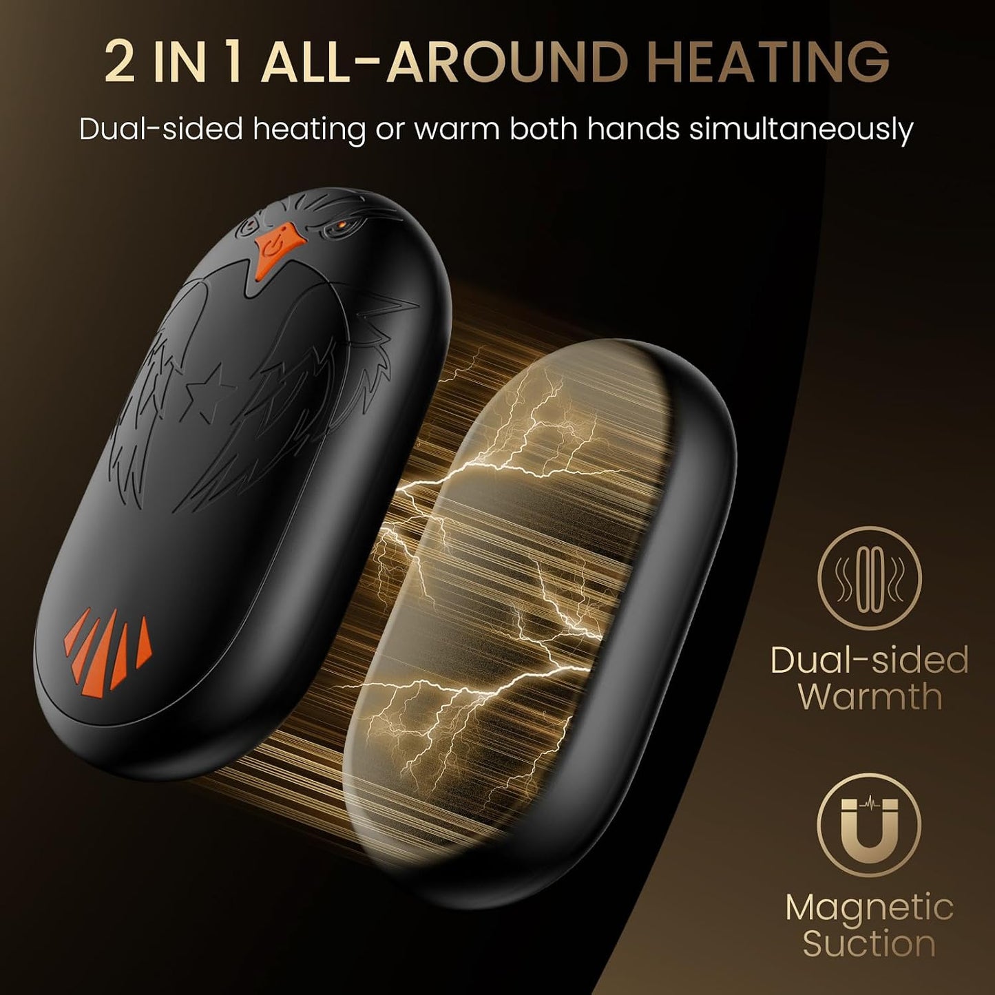 Calentador manos magnético recargable 2unid ergonómico 24h