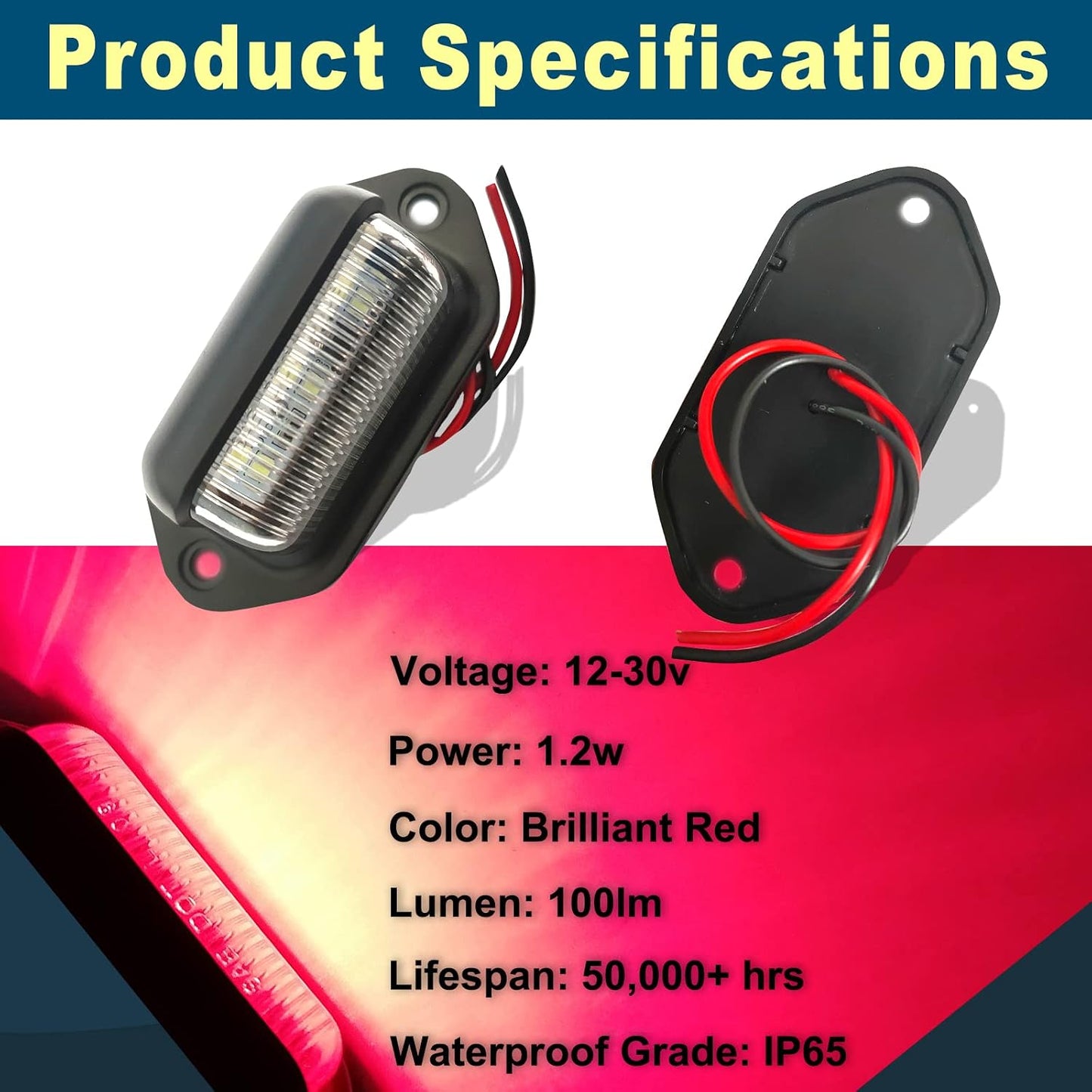 2 Luces LED Rojas 12-24V Impermeable Universal para Camión