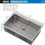 Fregadero cocina acero inox 304 33x22" prof 9"