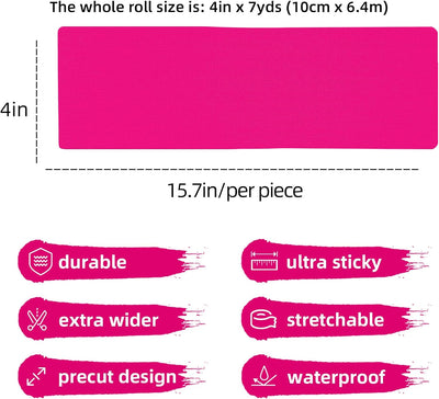 Cinta césped precortada 4" x21pies rosa impermeable duradera