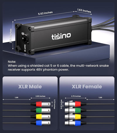 Extensor XLR 4 canales Ethernet 3pines XLR a RJ45 Cat5/Cat6