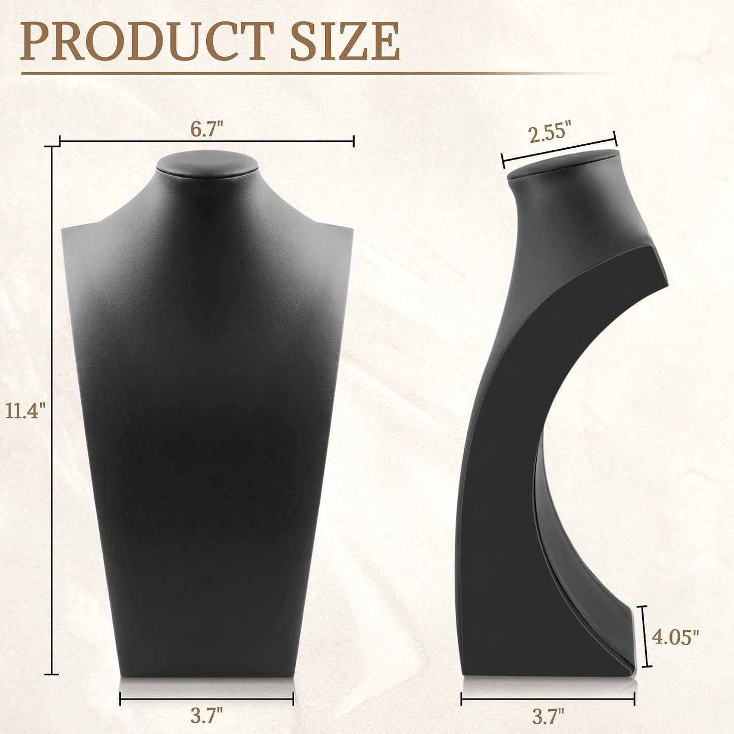 Busto expositor collares cuero PU negro 11.4x6.7