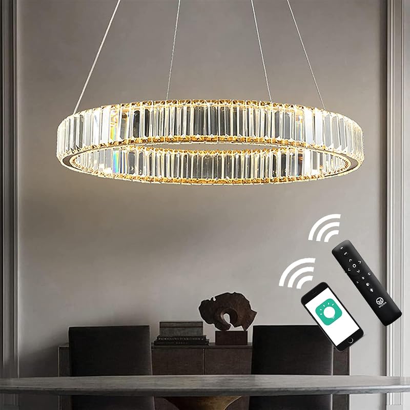 Candelabro cristal dorado ajustable 20pulg con control