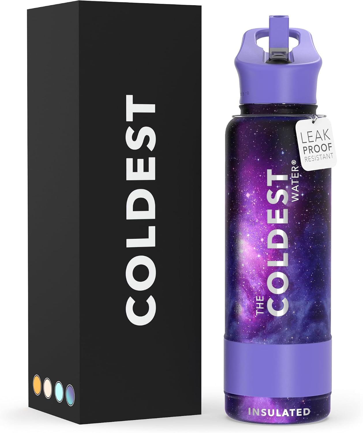 Botella térmica acero inox con pajilla color morado 1180ml
