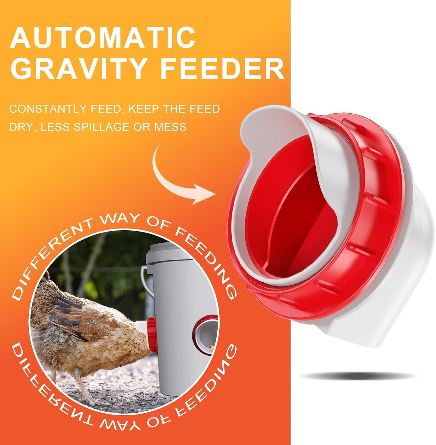 Alimentador automático aves 4 puertos rojo
