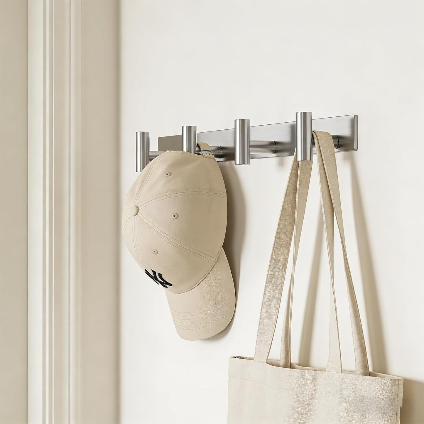 Perchero pared T acero inox 4 ganchos baño vestíbulo