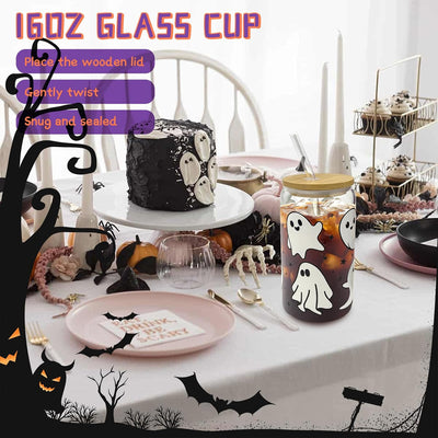 Canasta Halloween para mujer con tazas cristal espeluznantes