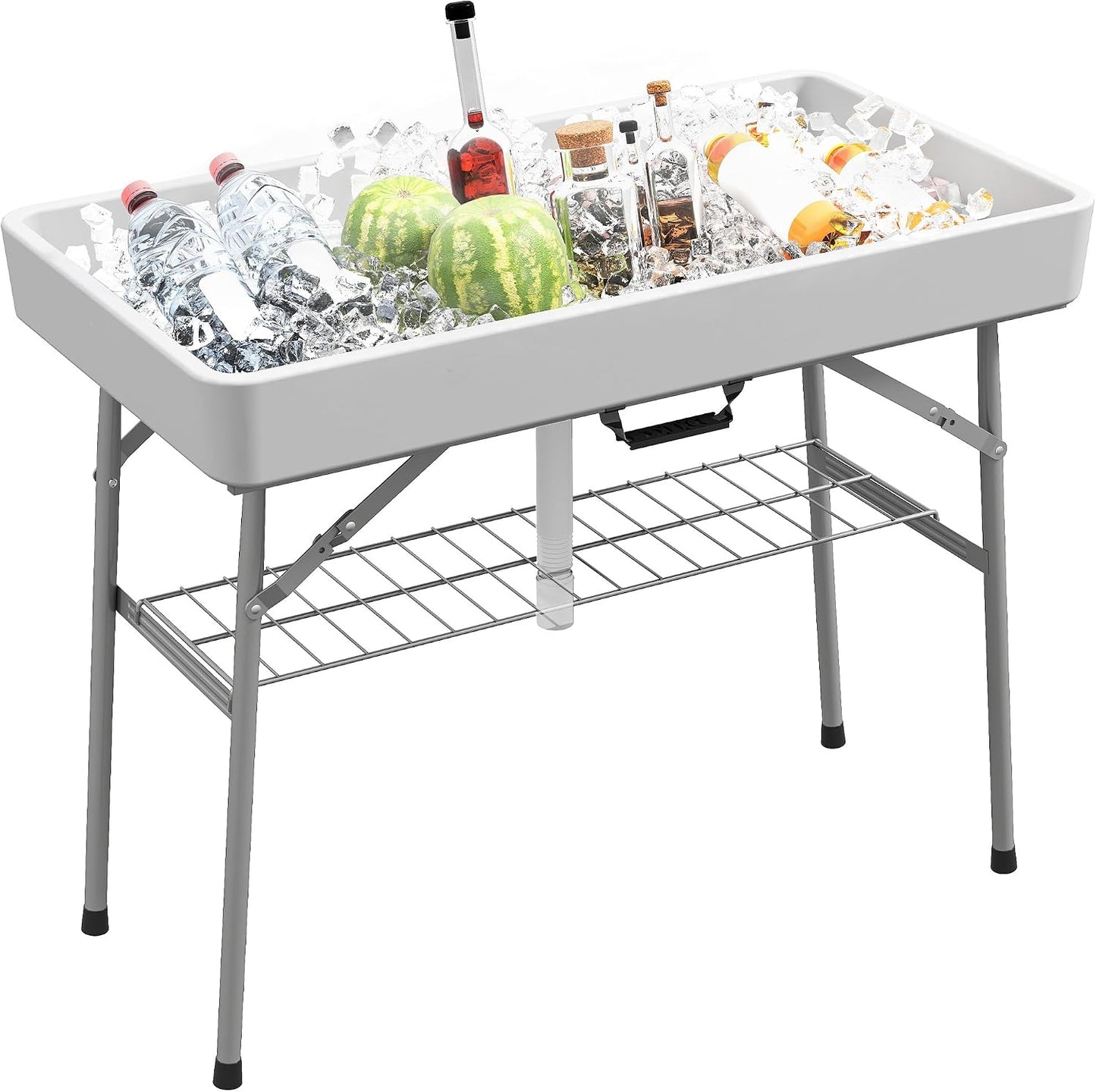 Mesa enfriadora plegable 3.4ft drenaje estante blanco