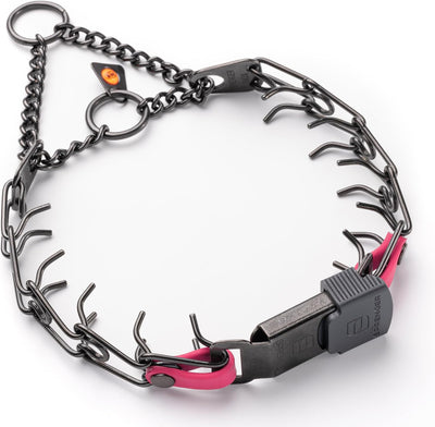 Collar perro acero inox negro hebilla cliclock anillo