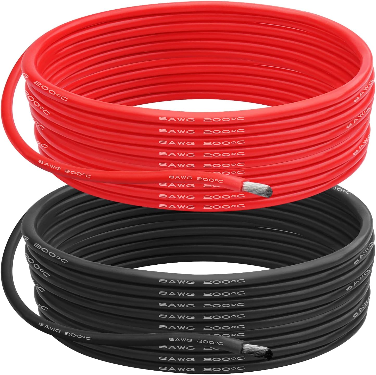 Cable silicona 8 AWG 20pulg rojo y negro flexible
