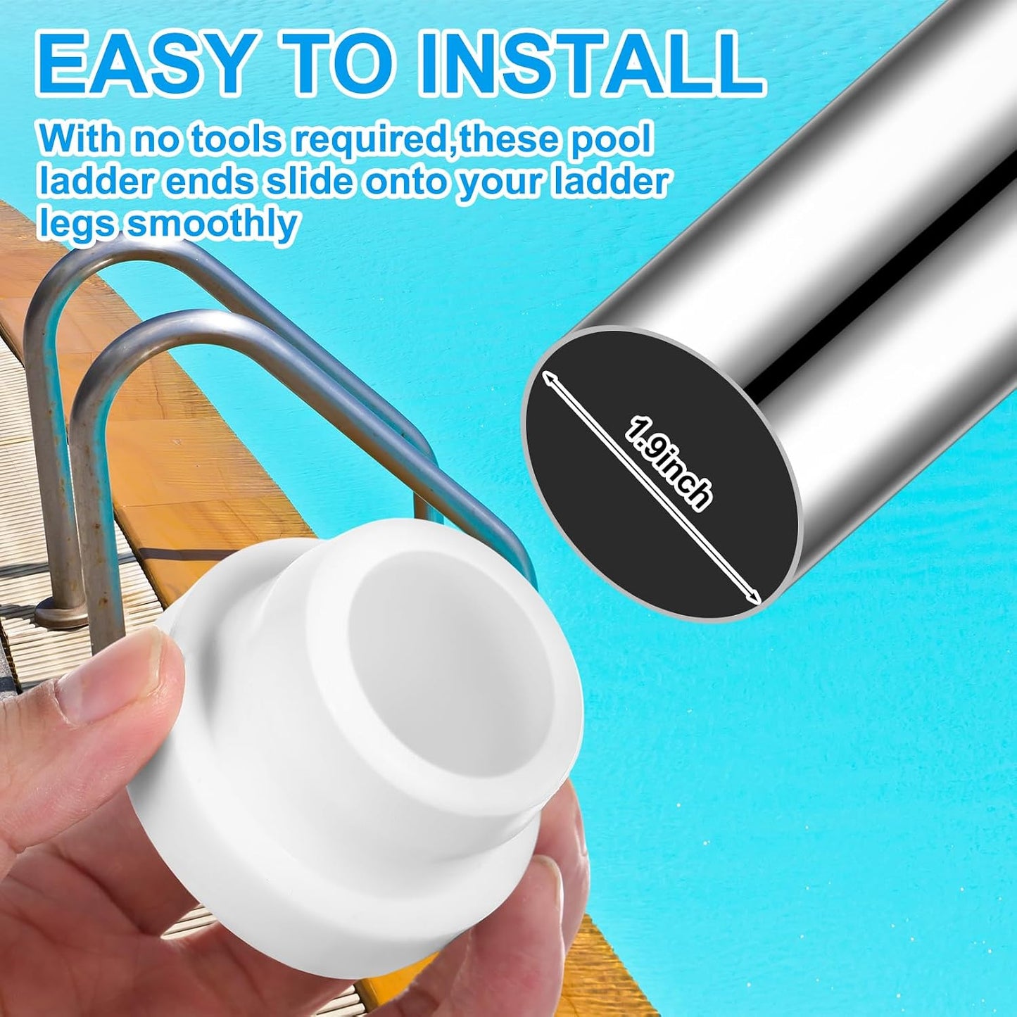 4 Tapones silicona para escalera piscina enterrada 1.9"