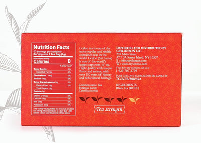 Té negro Ceylon 50 bolsas aluminio BOPF rico en antioxidante