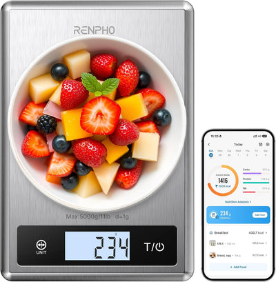 Báscula digital de alimentos con calculadora nutricional