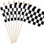 Bandera cuadros 5x8" set 20 palos madera ligera poliéster