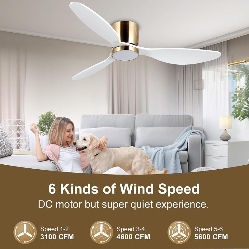 Ventilador techo 52pulg blanco luz control remoto aspas madera