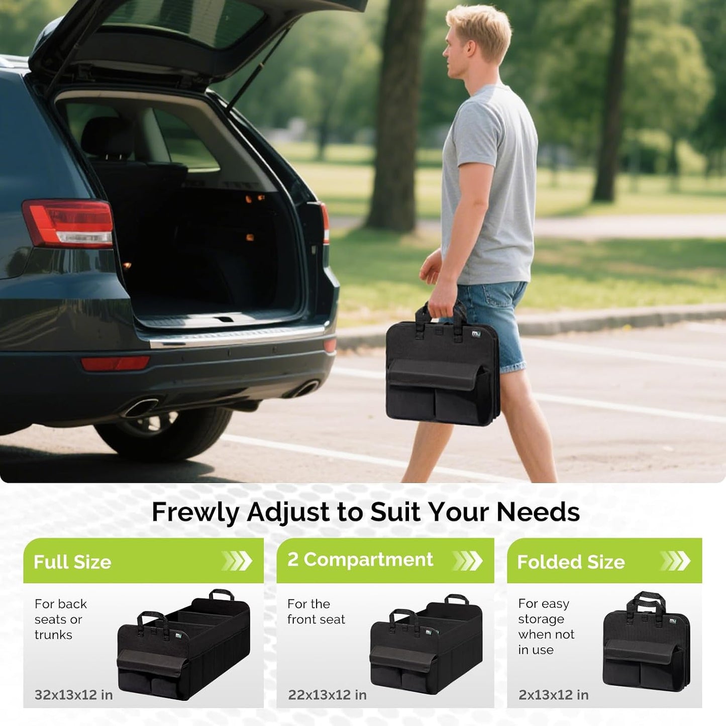 Organiz. maletero SUV plegable 12 bolsillos antiderrap
