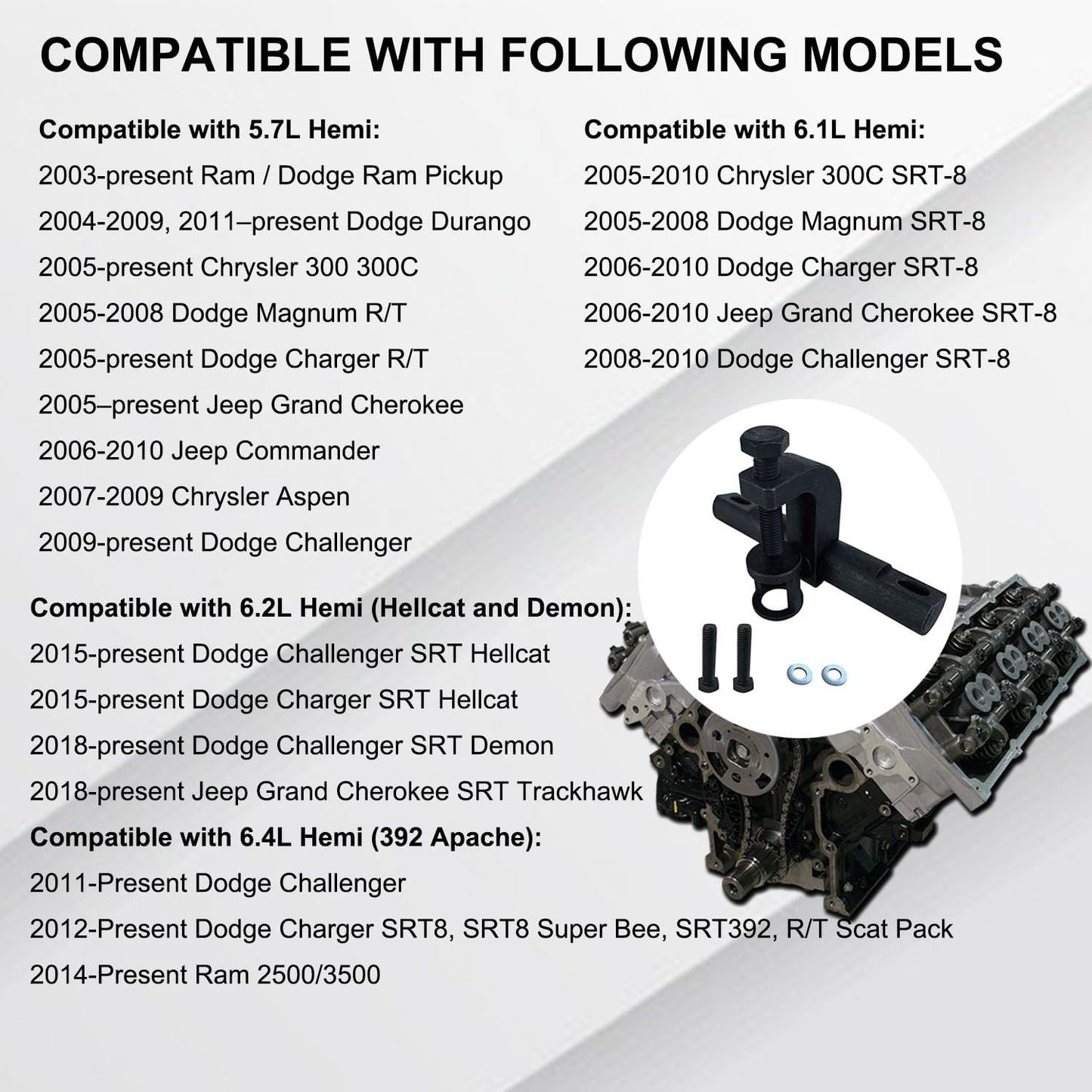 Herramienta compresor resorte válvula Dodge HEMI 5.7L 6.4L