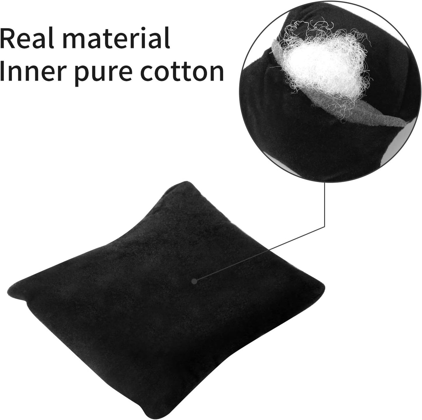6 Pzas Almohadillas Joyas Terciopelo Negro