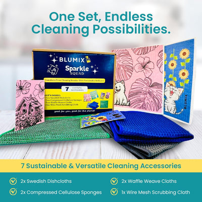 Set 7 paños limpieza ecológicos reutilizables