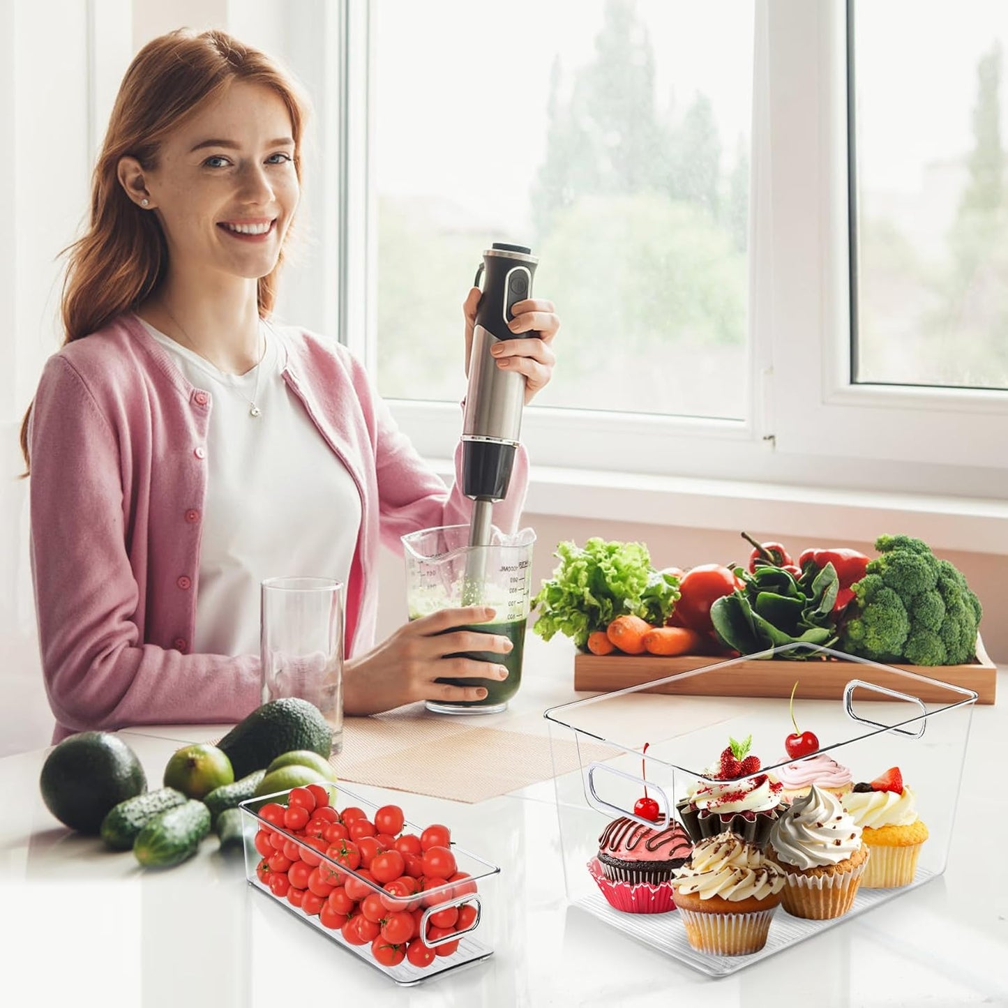 8 Pzas Cubos Plástico Transparente Organizadores Cocina Baño