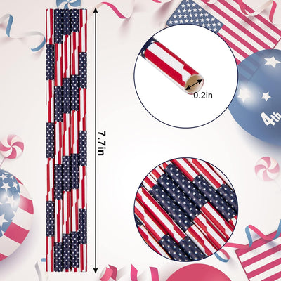 200 Popotes Papel Bandera Estadounidense 4 de Julio