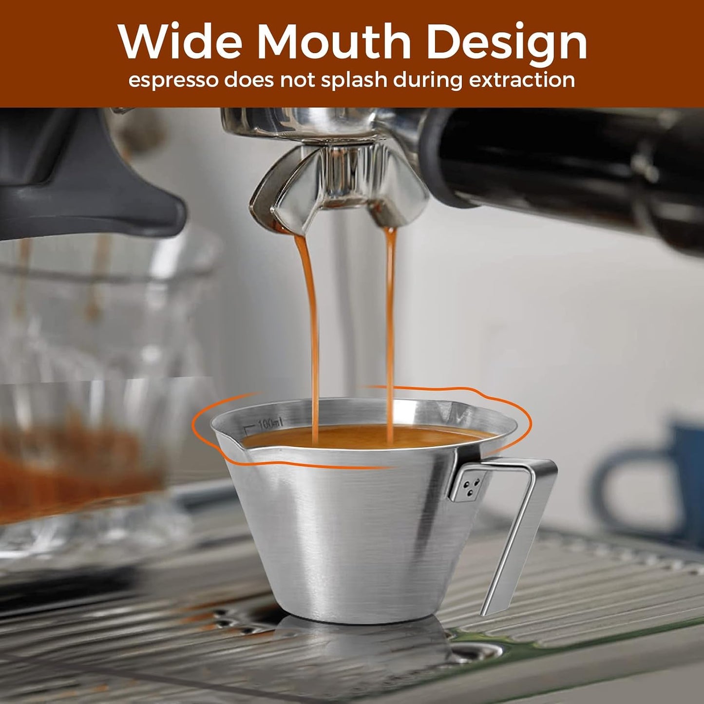 3 Pzas Tazas Espresso Acero Inox Doble Salida 3.4oz