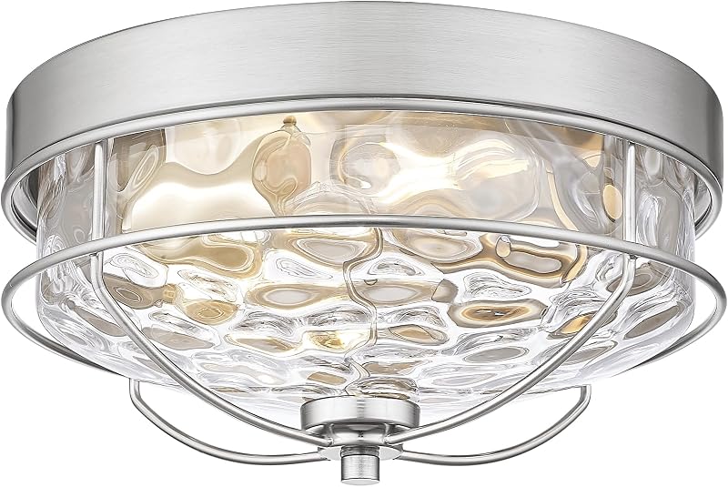 Lámpara techo moderna 2 luces níquel cepillado vidrio