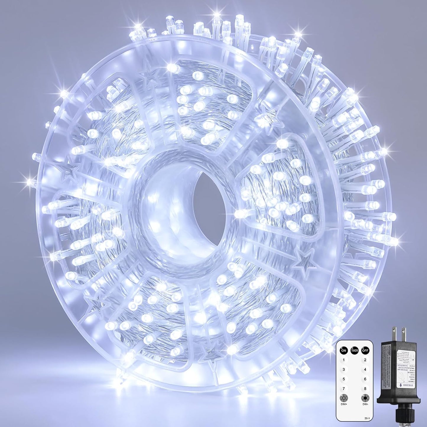 Tira luces Navidad blancas 132ft 400 LED 8 modos