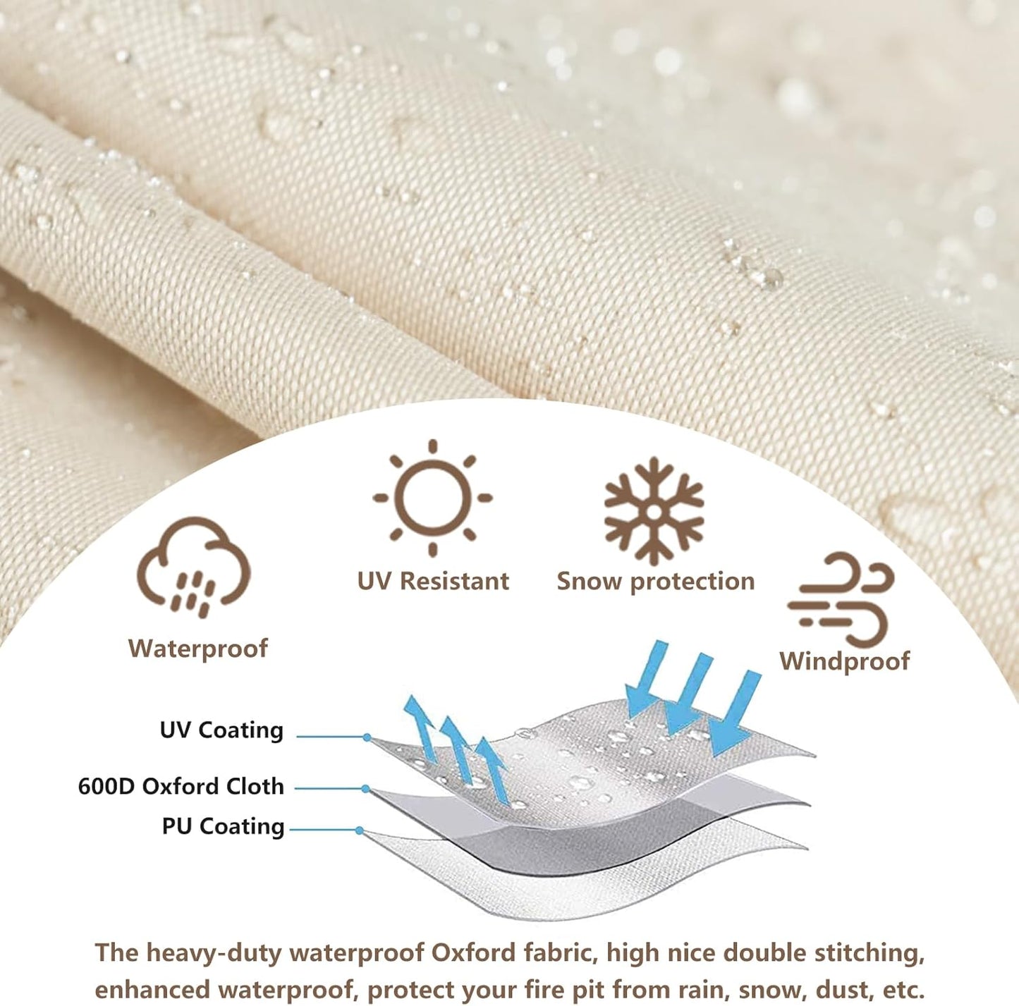 Cubierta hoguera redonda 54pulg impermeable 600d resistente