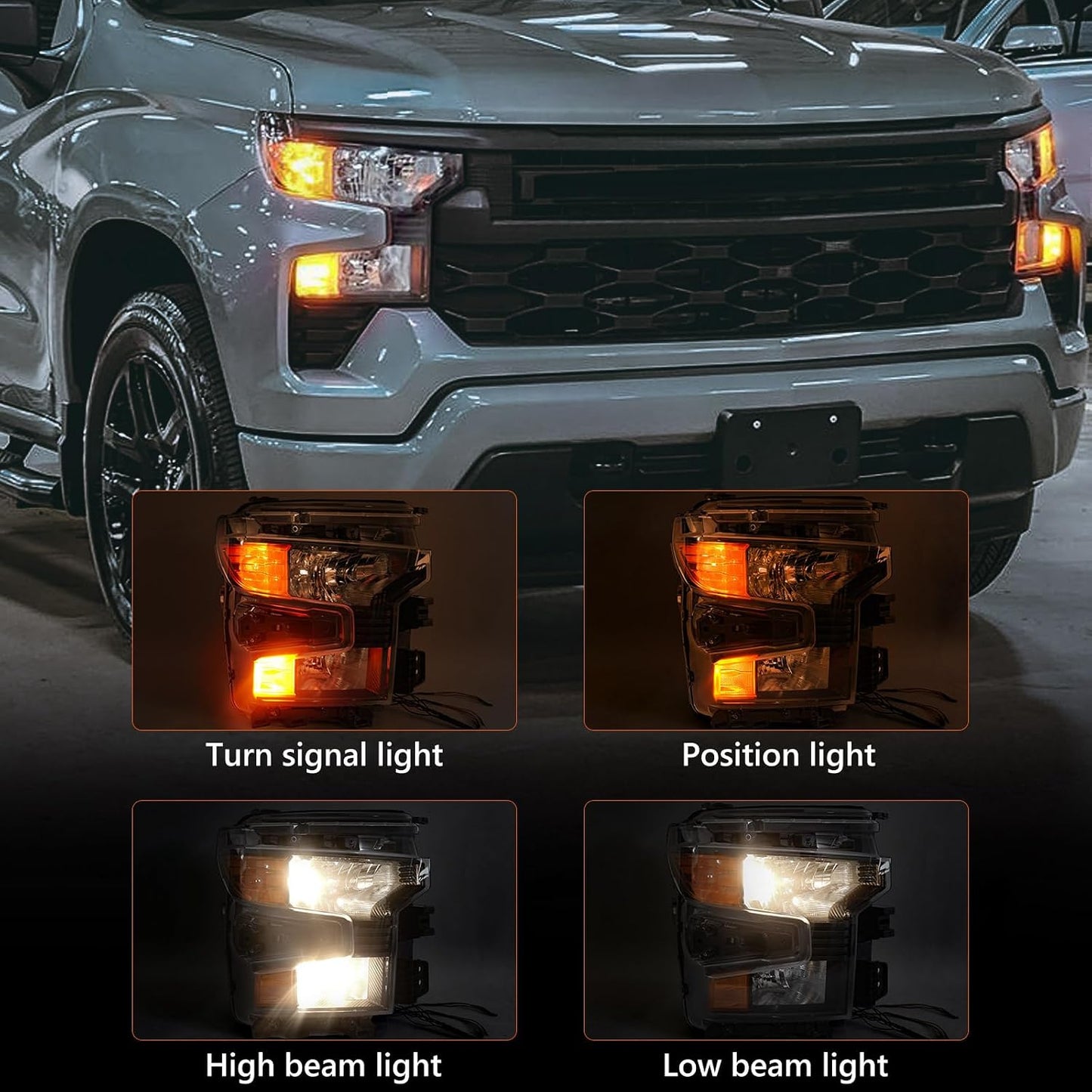 Faros delanteros Chevy Silverado halógena DRL lado pasajero