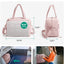 Bolsa gimnasio mujer 23L resistente agua con zapatos rosa